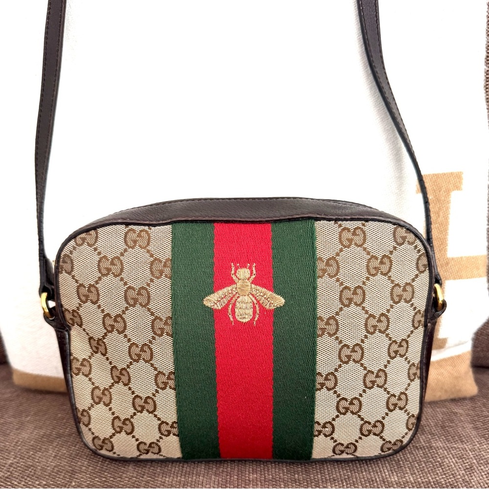 Authentic Gucci GG Supreme Monogram Web Webby Bee Shoulder Crossbody bag - Picture 3 of 16